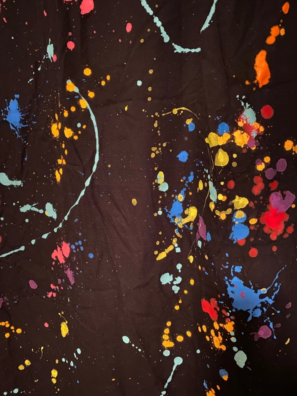 🫟 38 x 78 or 41 x 61 Black Curtains 😎 2 Panels in each set 💥 80’s Splat Neon